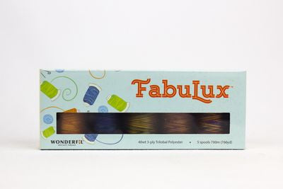 Wonderfil FabuLux 40wt trilobal polyester 5-spool pack, Royal collection