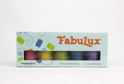 Wonderfil FabuLux 40wt trilobal polyester 5-spool pack, Tranquility collection