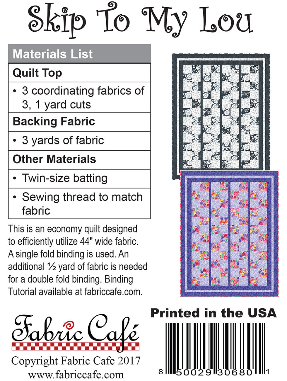 Skip To My Lou Individual 3-Yard Quilt Patter