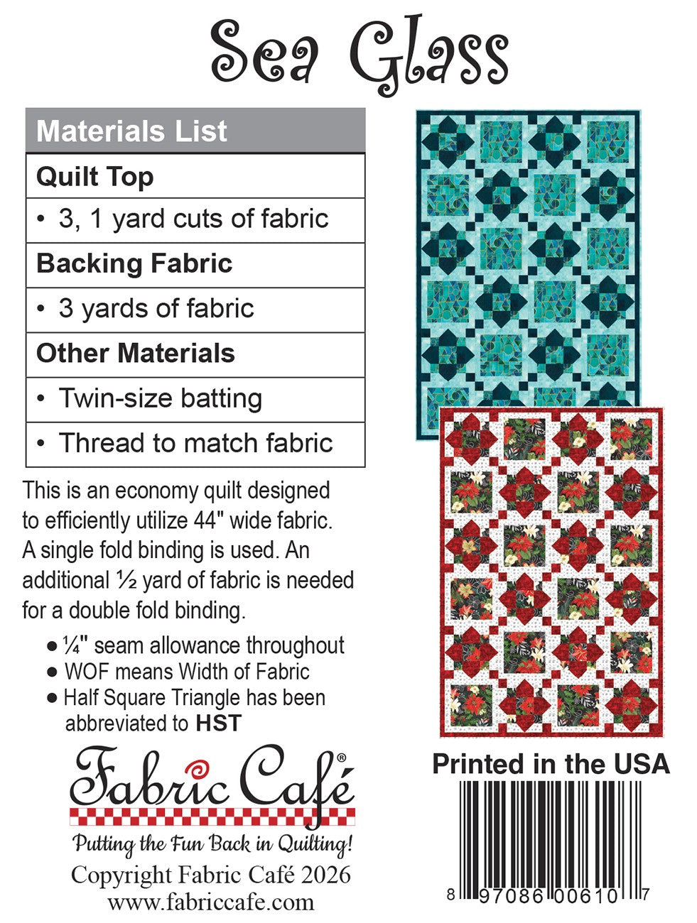 Sea Glass Individual 3-Yard Pattern