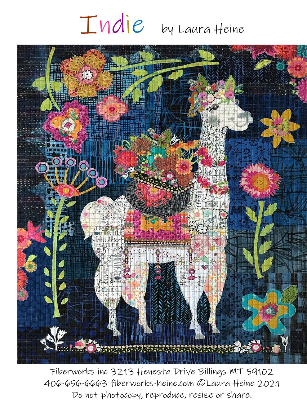 Indie The Llama Collage Pattern