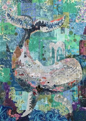 Tyde…The Whale Collage Pattern by Laura Heine