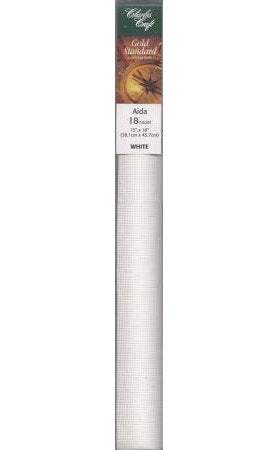 Charles Craft 18ct Gold Standard Cross Stitch Fabric 15in x 18in White
