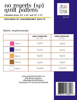 No Regerts Quilt Pattern