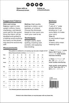 Tamarack Jacket Pattern 14-32
