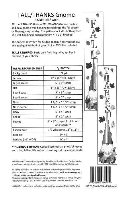 FALL & THANKS Gnome Pattern