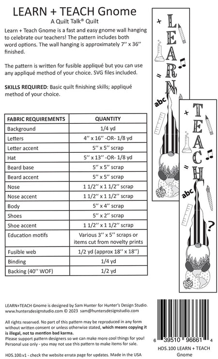 LEARN + TEACH Gnome Pattern