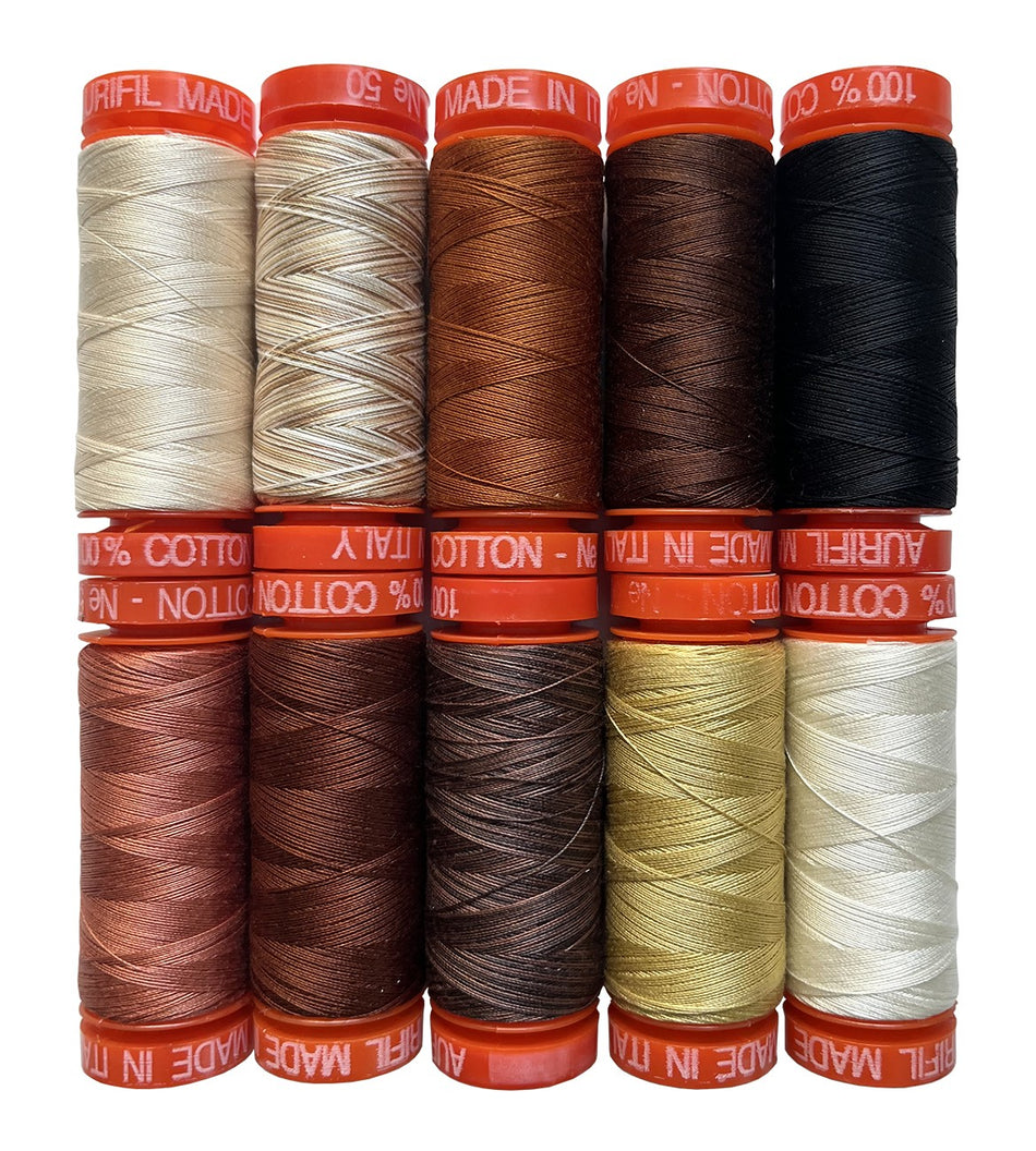 Coffee Shoppe by Hoffman California Fabrics — Aurifil 50wt Thread Set, 10 Spools