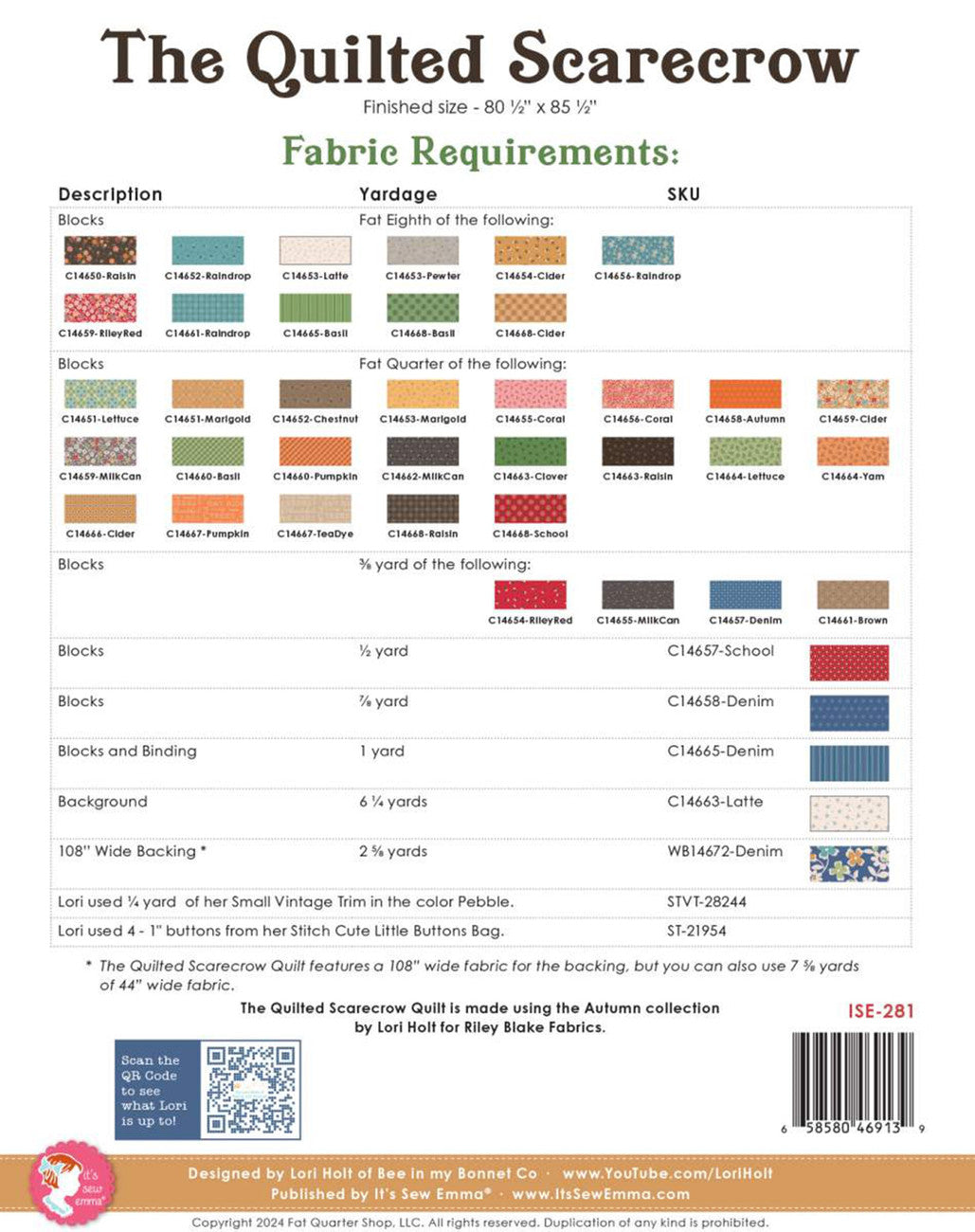The Quilted Scarecrow Quilt Pattern