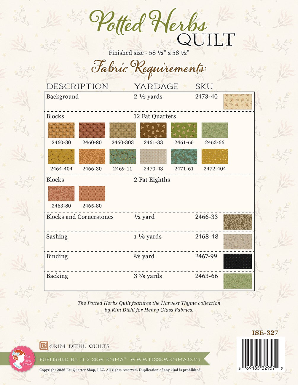 Potted Herbs Quilt Pattern