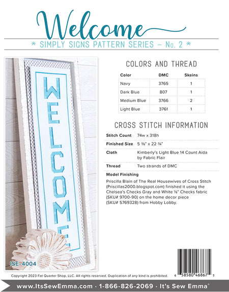 Welcome Simply Signs Cross Stitch Pattern