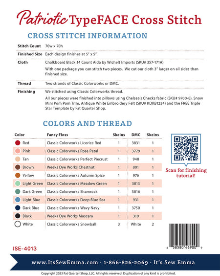 Patriotic TypeFACE Cross Stitch Pattern