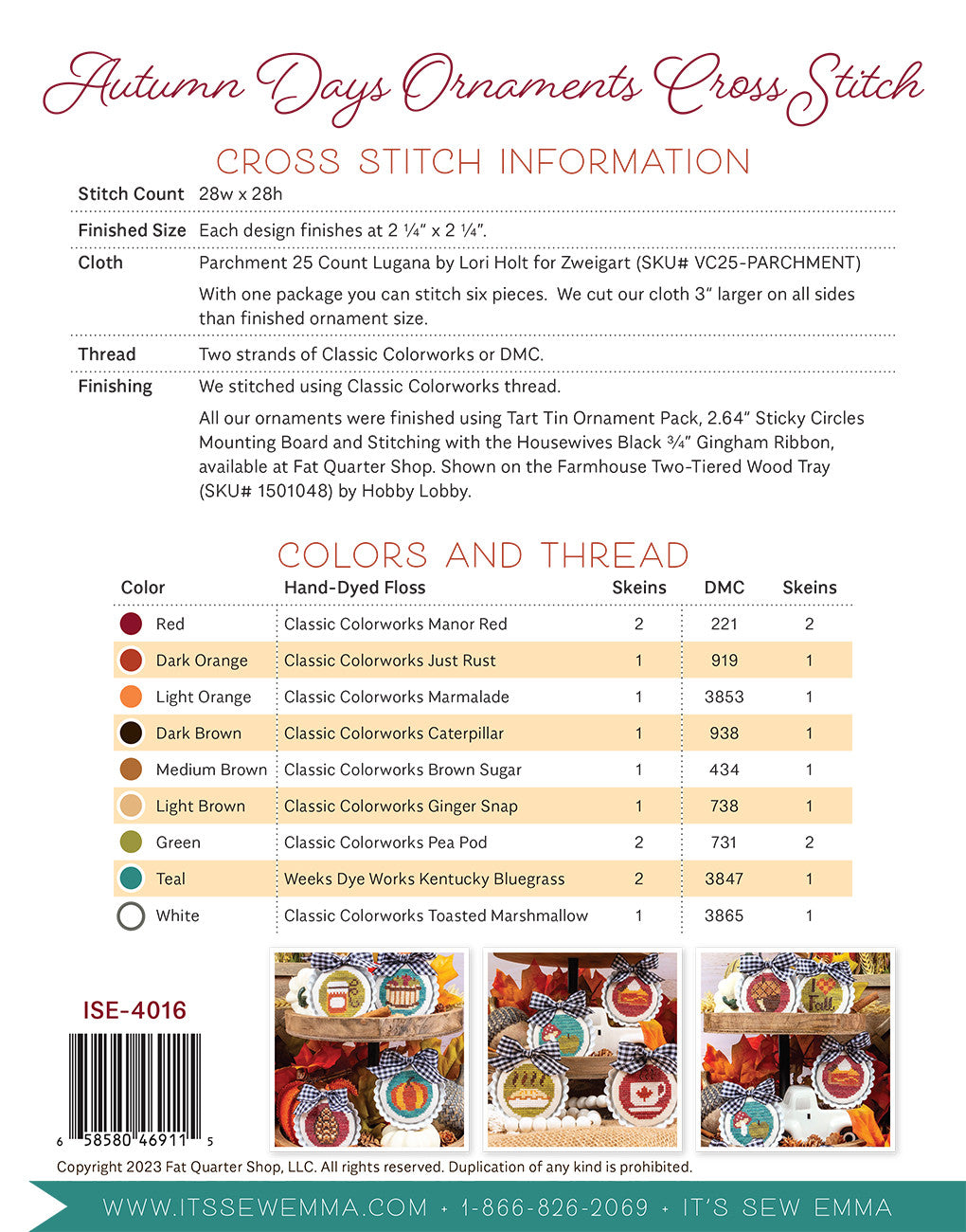 Autumn Day Ornaments Cross Sttich Pattern