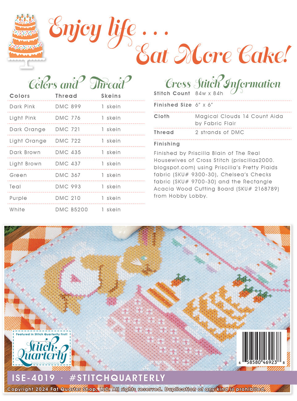 Bunny's Bakery Cross Stitch Pattern