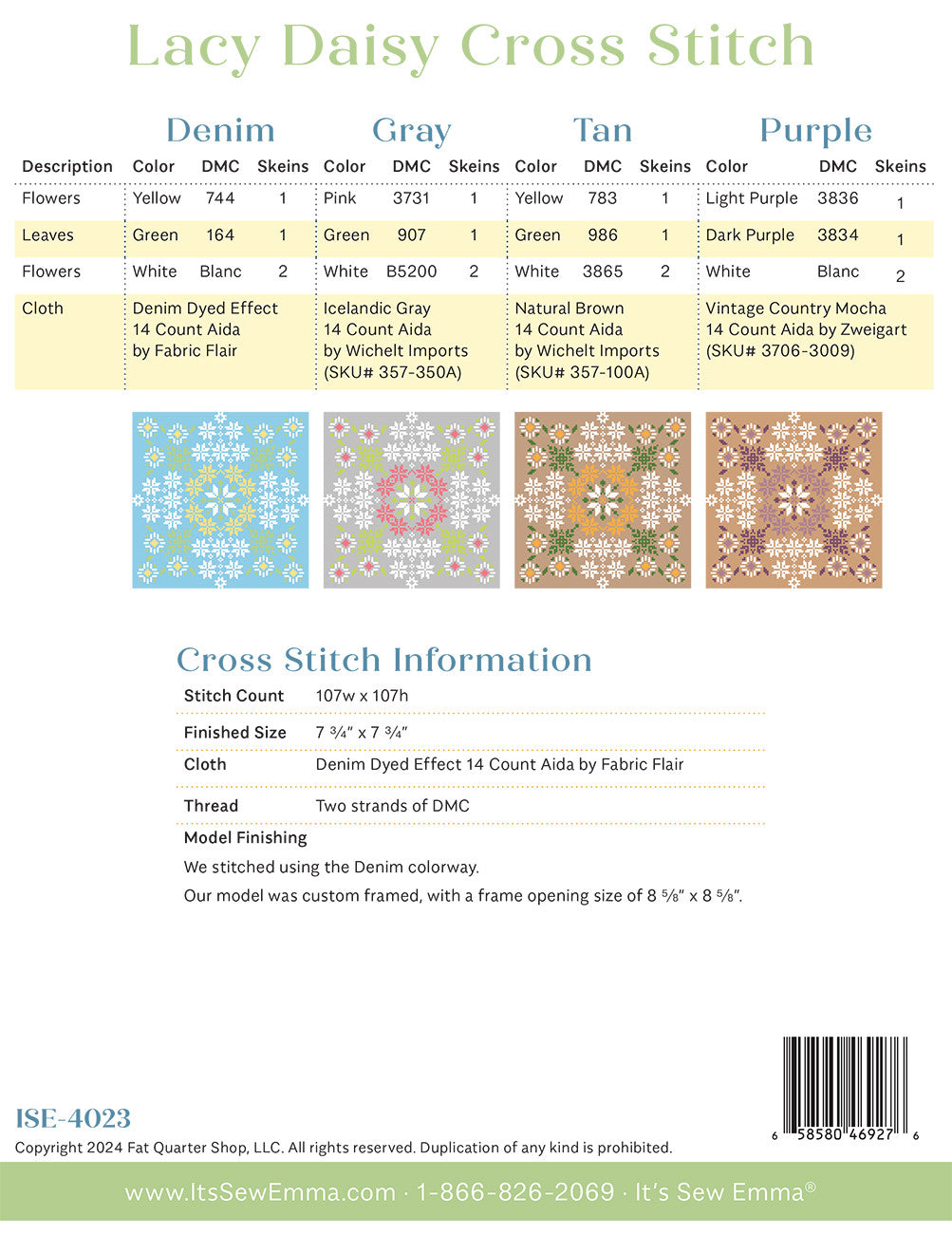 Lacy Daisy Cross Stitch Pattern