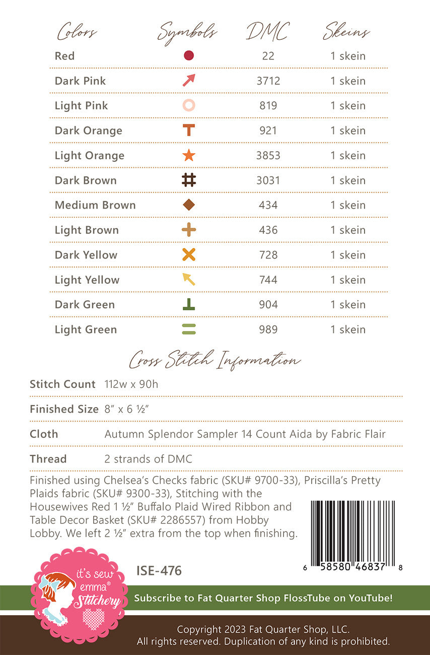 Fall Harvest Signs Cross Stitch Pattern
