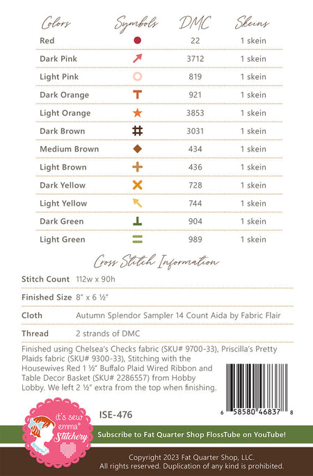 Fall Harvest Signs Cross Stitch Pattern