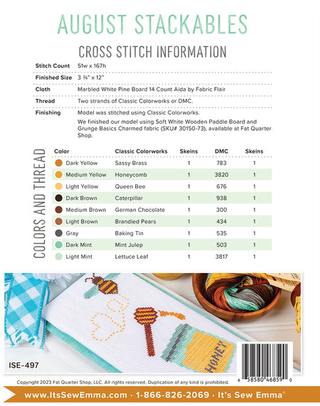 August Stackables Cross Stitch Pattern
