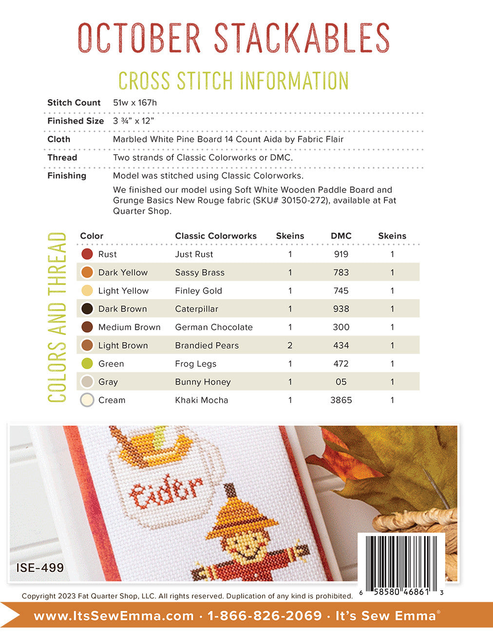 October Stackables Cross Stitch