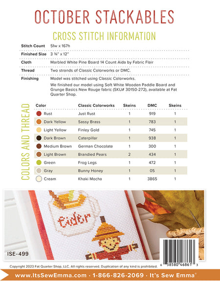 October Stackables Cross Stitch