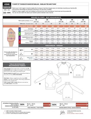 Caroline - Raglan Tee and Tunic Pattern