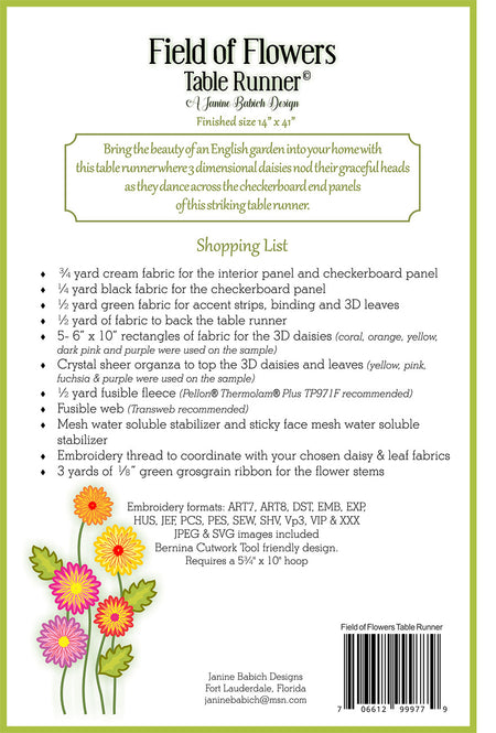 Field of Flowers Table Runner Pattern