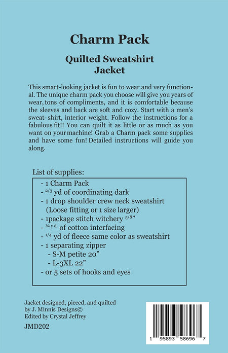 Charm Pack Quilted Sweatshirt Jacket Pattern