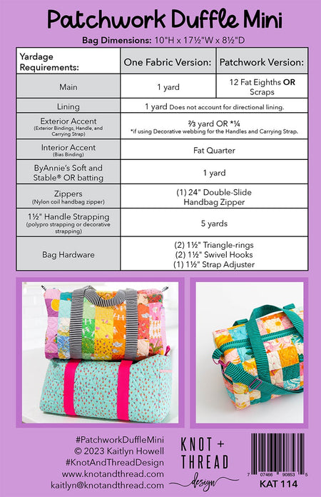 Patchwork Duffle Mini Pattern