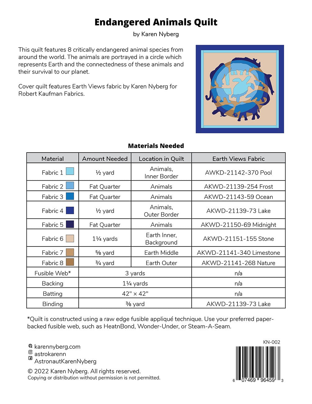 Endangered Animals Quilt Pattern