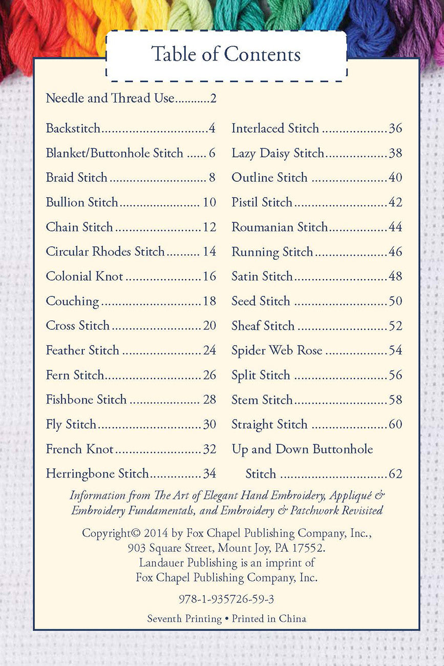 Hand Embroidery Stitches at a glance