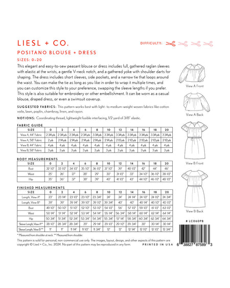 Positano Blouse + Dress Pattern