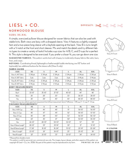Norwood Blouse Pattern