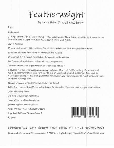 Featherweight Sewing Machine Pattern