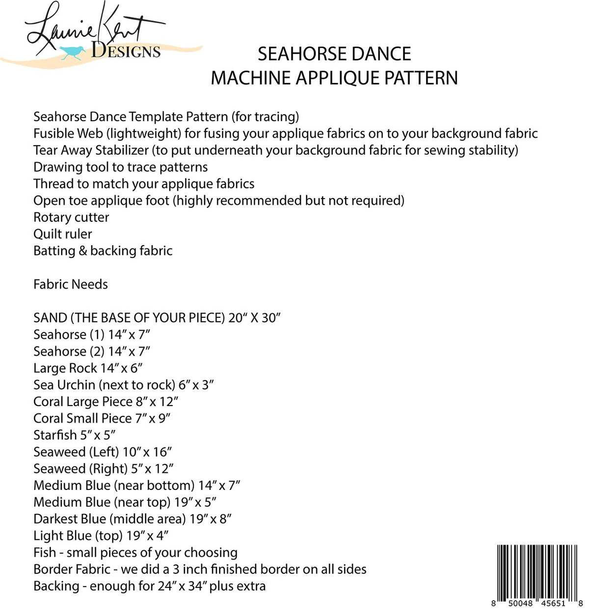 Seahorse Dance Applique Pattern