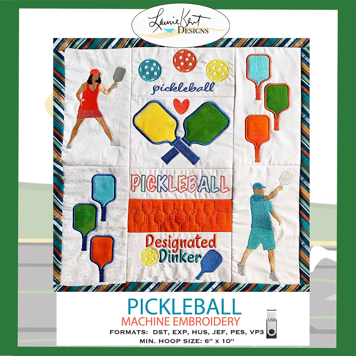 Pickleball Fun Embroidery USB Verison
