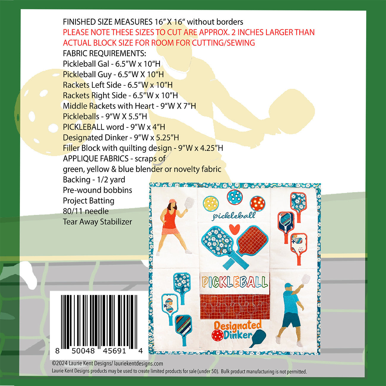 Pickleball Fun Embroidery USB Verison