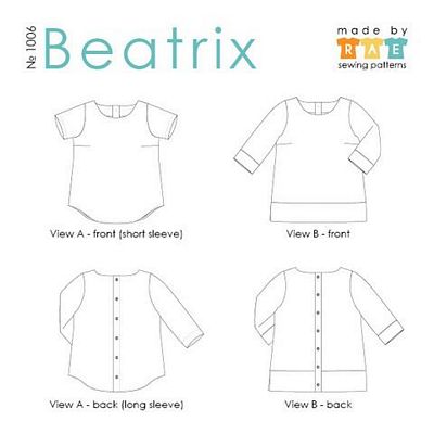 Beatrix Top, 6 sizes XS-XL