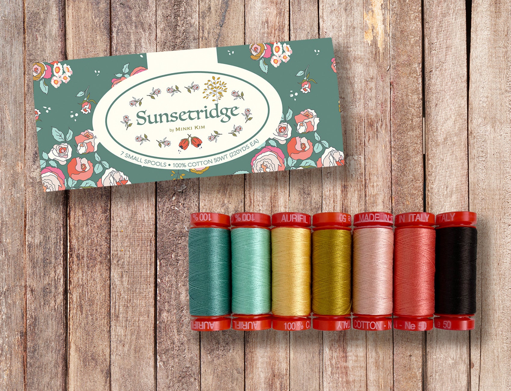 Sunset Ridge by Minki Kim — Aurifil 50wt Thread Set, 7 Spools