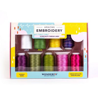 Wonderfil Amazing Embroidery novelty thread pack, Flower Garden colorway, 9 spools
