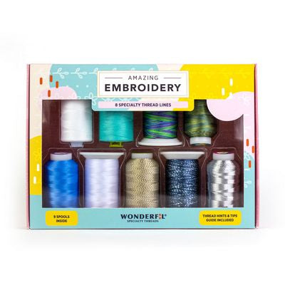 Wonderfil Amazing Embroidery novelty thread pack, Oceana colorway, 9 spools