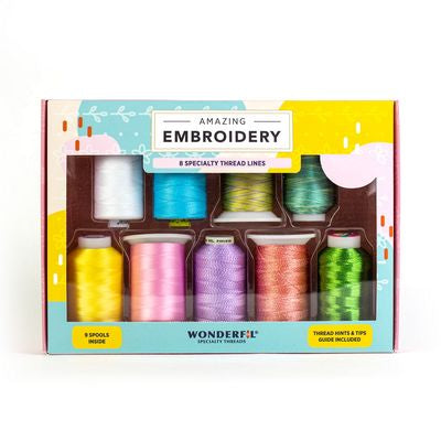 Wonderfil Amazing Embroidery novelty thread pack, Springtime colorway, 9 spools