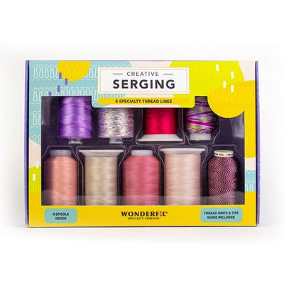 Wonderfil Creative Serging novelty thread pack, Powder Room colorway, 9 spools