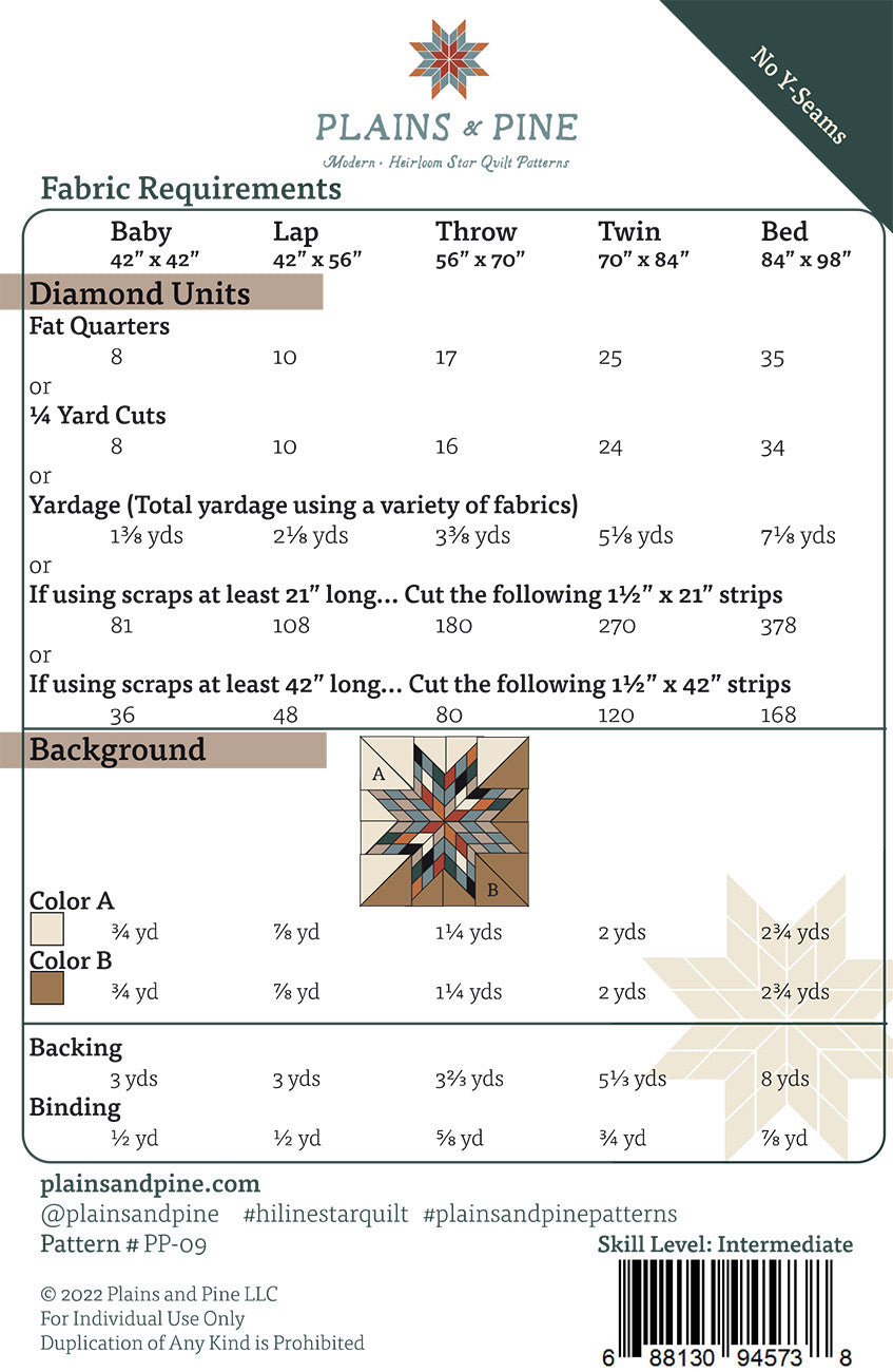 Hi-Line Star Quilt Pattern