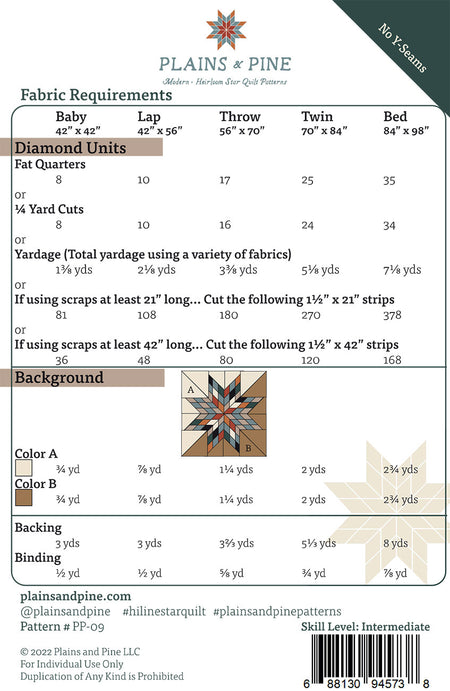 Hi-Line Star Quilt Pattern