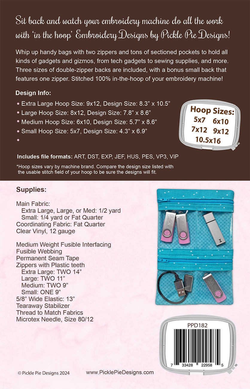 Double Zip Gadget Cases In the Hoop Machine