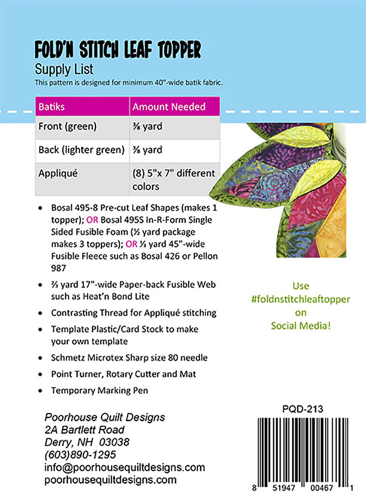 Fold 'N Stitch Leaf Topper