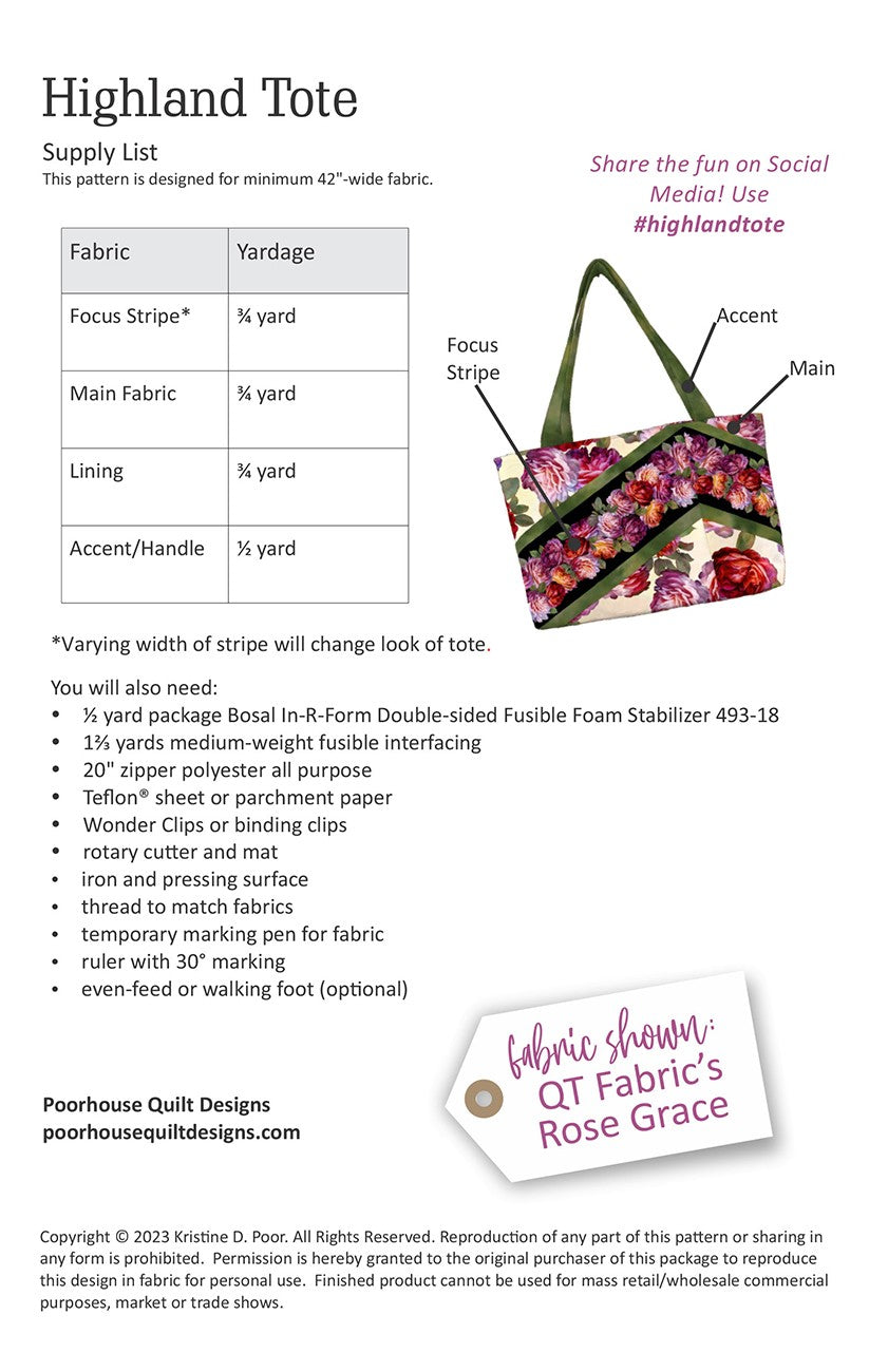 Highland Tote Pattern