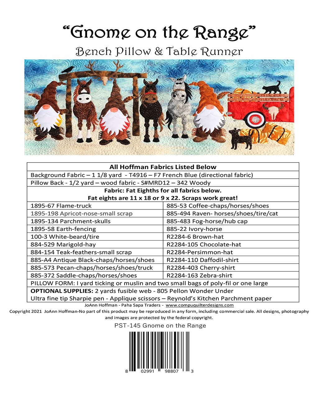 Gnome on the Range Bench Pillow and Table Runner