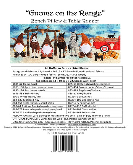 Gnome on the Range Bench Pillow and Table Runner