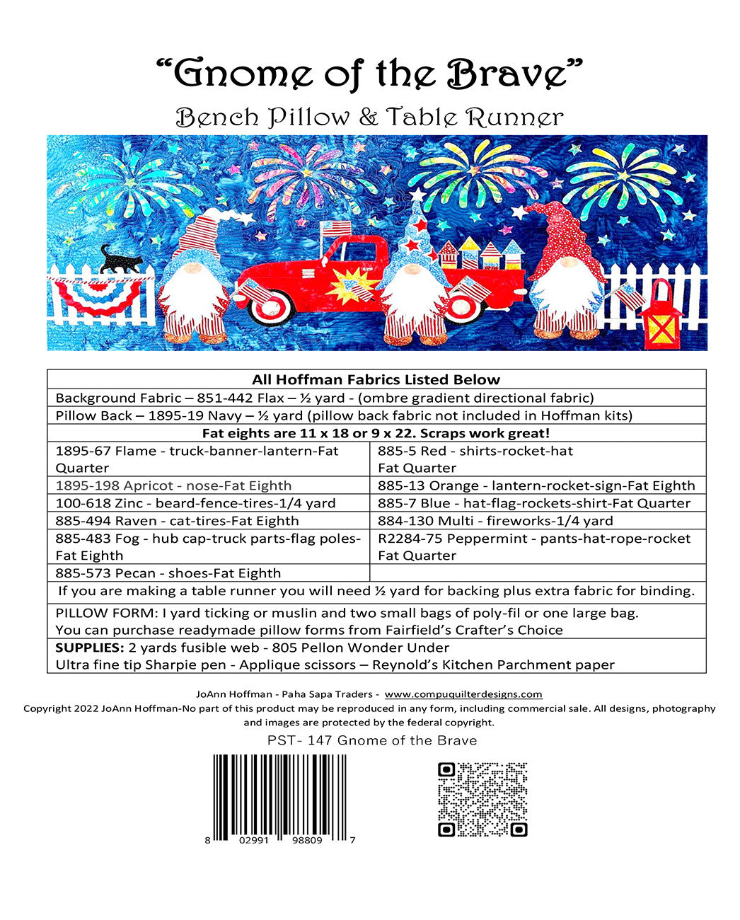 Gnome of the Brave bench pillow pattern